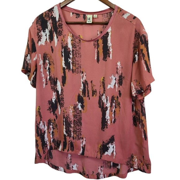 14th And Union Abstract Pattern Short Sleeve Blouse Womens Small - Picture 1 of 5